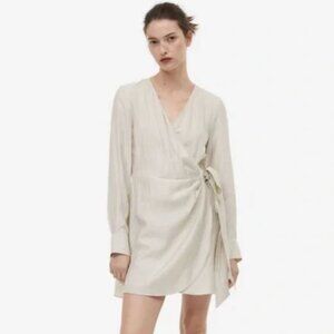 H&M Beige Wrap Mini Dress - Size XL | NWT